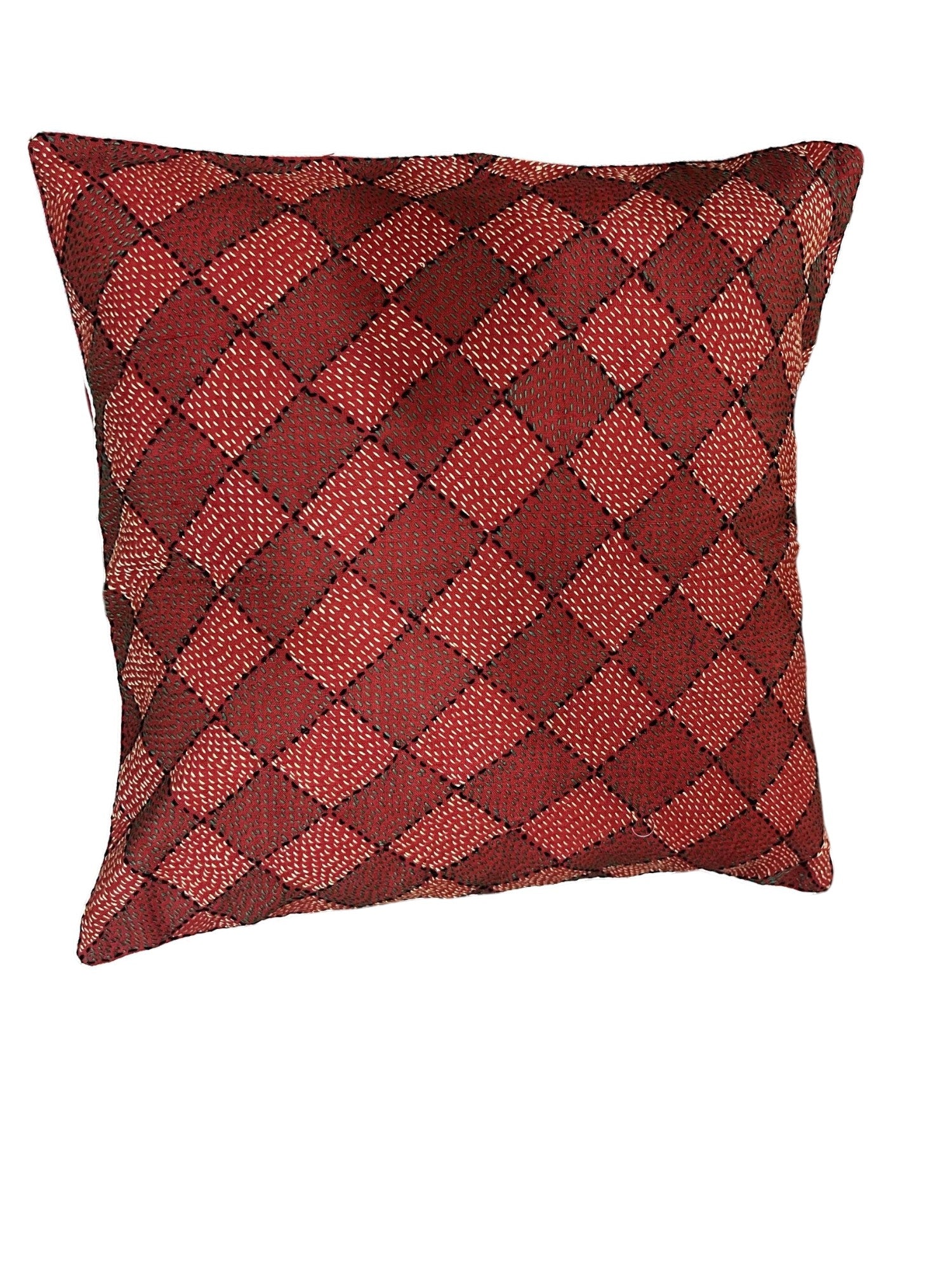 HAND-CRAFTED RUST GREEN GEOMETRIC CUSHION COVER